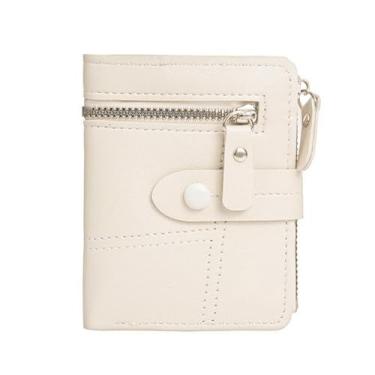 Imagem de Carteira dobrável elegante e funcional: material de poliuretano fino e macio com fecho de zíper, porta-moedas, Branco, Minimalista moderno