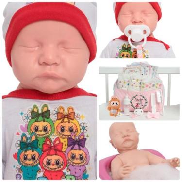 Imagem de Boneca Reborn Recém Nascida Pode Dar Banho Enxoval Completo - Cegonha 