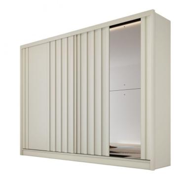 Imagem de Guarda Roupa Galati Ripado Com 1 Espelho 100% Mdf Mademarcs Off White
