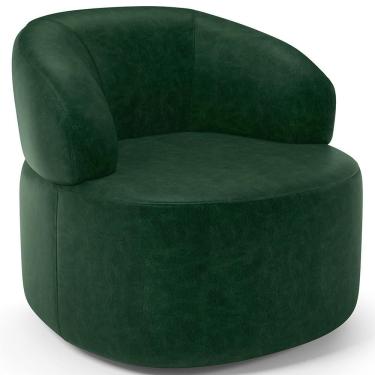 Imagem de Poltrona Giratória Orgânica Para Sala De Estar Living Helena L02 Couríssimo Verde - Lyam Decor