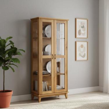 Imagem de Cristaleira Sala de Jantar 2 Portas de Vidro Madeira Maciça Bella - Mó