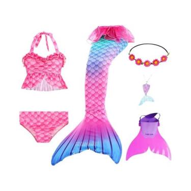 Imagem de Fantasia De Sereia Para Meninas Com Cauda E Monofin, Cosplay De Ariel,