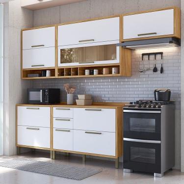 Imagem de Cozinha Completa 5 Peças Vicenza Espresso Móveis Amêndoa-branco Brilho