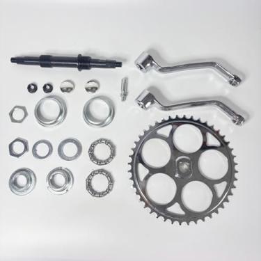 Imagem de JZSPORTS Pedaleira inferior de bicicleta com copo de 5 cm com eixo de manivela de 200 mm, kit de conversão de bicicleta com roda dentada de 36T/44T disponível (roda dentada 44T com eixo e braço 165)