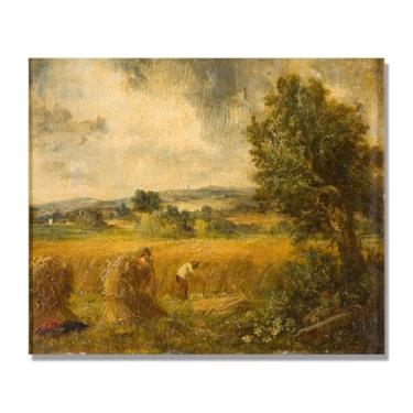 Imagem de NHLDZYH John Constable Wall Art, (A Cornfield), pôster de pinturas famosas, decoração de parede com impressão de imagem retrô de romantismo. Apenas tela 60 x 72 cm - 23,6 x 28,3 pol