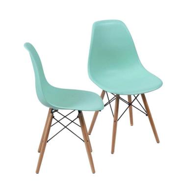 Imagem de Kit 2 Cadeiras Boxbit Dkr Eames Base Em Madeira Tiffany