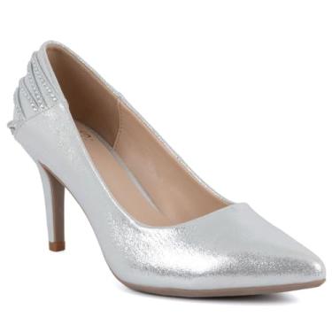Imagem de Jones New York Sapatos femininos de salto agulha – Sapatos sociais de salto alto com bico fino para escritório, casamento e noite, Prata - betolda, 39
