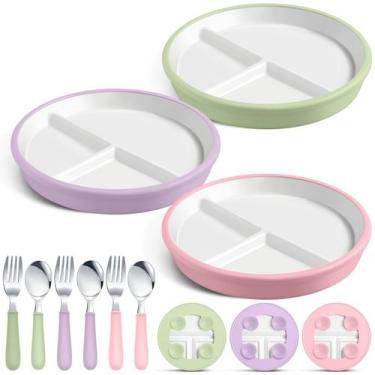 Imagem de Conjunto de alimentação de pratos infantis de porcelana grande Teenyyo