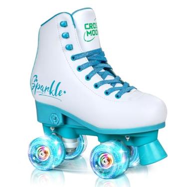 Imagem de Skate ajustável para meninas ativas, design elegante, couro PU premium resistente a arranhões fácil de limpar, presente para meninas e crianças (branco, médio (3-6))