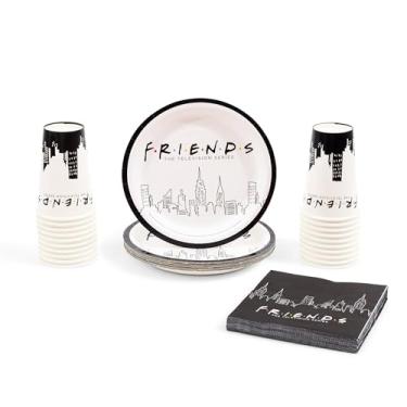 Imagem de Silver Buffalo Friends the Television Series New York Skyline Pacote com 60 pratos, guardanapos e copos de papel descartáveis