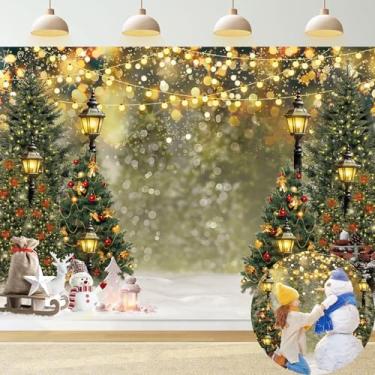 Imagem de Árvore de Natal de inverno, floco de neve, 2,8 x 1,8 m, cena de neve, retrato, bokeh, fundo para fotografia, Natal, Natal, chá de bebê, decoração de festa de aniversário, adereços para fotos