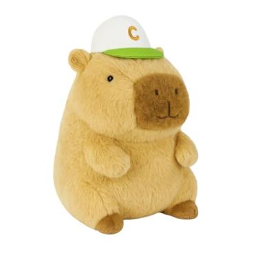 Imagem de Pelúcia Capivara com Boné 22cm – Macia, Antialérgica e Fofa – Decoração e Presente Criativo (CARAMELO)
