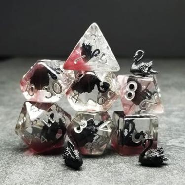 Imagem de Sage's Portal Animal Familiars Resin DND Dice Set Polyhedral Dice Set for Dungeons and Dragons RPG Pathfinder Tabletop TTRPG (Black Swan)