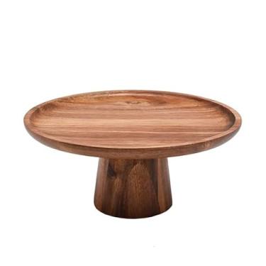 Imagem de Prato de Bolo Redondo com Pé em Acácia 11x25cm Kenya