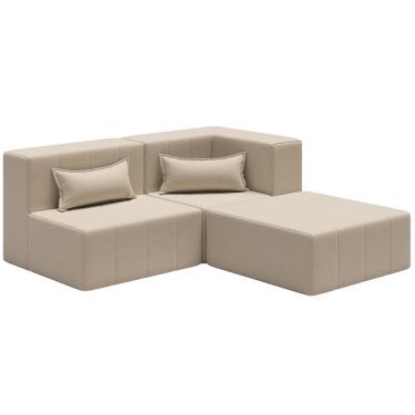 Imagem de Sofá Puff Canto In Box Modular 3 Em 1 Boucle - Smart Pack Vanilla