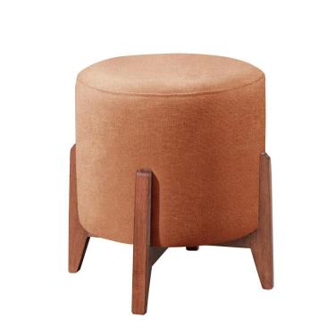 Imagem de Puff Banqueta Thor Luxo Madeira Maciça Castellar Móbile Linho Terracota