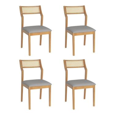 Imagem de Conjunto 2 Banquetas Lagum Conforto Estofada Jequitibá Terra Linho Cinza Palha Sextavada