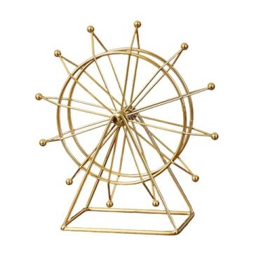 Imagem de Wswqop Modelo de roda dourada, ornamento decorativo, estátua de metal artesanal, roda giratória para escritório, casa, prateleira, loja, decoração de, Style a
