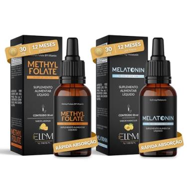 Imagem de Kit Vitamina B9 Metilfolato 500mcg 30ml + Melatonina 0,21mg 30ml ELLYM NUTRITION em Gotas