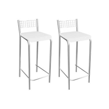 Imagem de Kit 2 Banqueta De Cozinha Gênova 1b705cr 2 Un Cromado/courano Branco - Kappesberg
