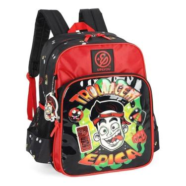 Imagem de Mochila Enaldinho Infantil Escolar Menino De Costas Vermelho