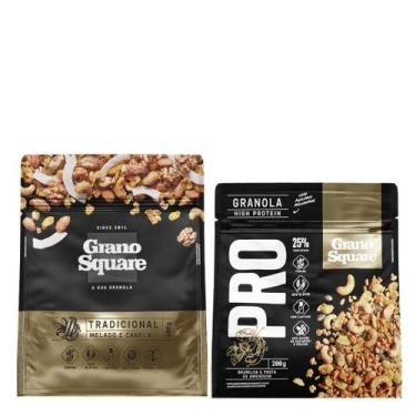Imagem de Kit Granola Tradicional 400g e Pro Baunilha 200g  GranoSquare