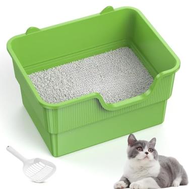 Imagem de Caixa de areia grande para gatos Bandeja sanitária extragrande semi-fechada (Verde)