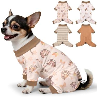 Imagem de Bienbee Pijamas para cães, 4 peças, pijamas macios e elásticos para cães, fantasia para cães pequenos, médios e grandes, meninos e meninas (conjunto marrom) - PP
