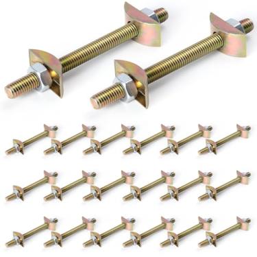 Imagem de Kit de conexão de cama, conectores de bancada de aço de liga, kit de conectores de junta, 20 conjuntos de fixadores de mesa, bloco de açougueiro de móveis, conector flip de bancada de tração