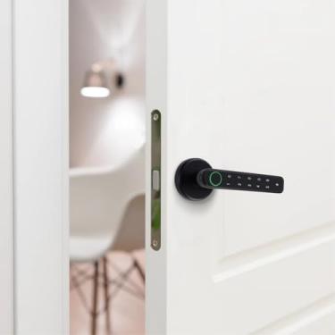 Imagem de Fechadura inteligente para quarto, escritório, apartamento, maçaneta de entrada sem chave com impressão digital, maçaneta biométrica, fechadura de porta com impressão digital, bloqueio de teclado com