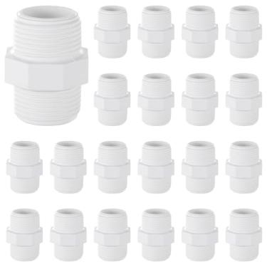 Imagem de Acoplamento de rosca macho Pvc Npt de 3,5 cm, 20 peças de conectores adaptadores de acoplamento roscado macho de bico de PVC, acessórios para tubos de encanamento de rosca, uso doméstico ou industrial