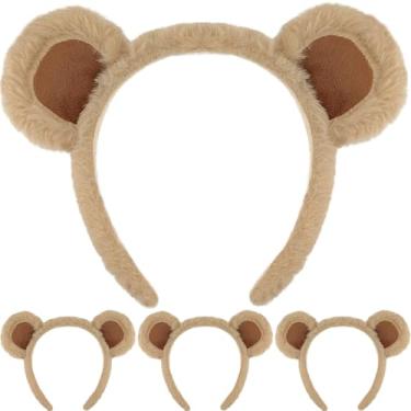 Imagem de Delfd Faixa de cabeça de orelhas de urso marrom para adultos, fantasia de urso, orelhas de esquilo, para festa, faixa de cabelo bonita para lavar o rosto, maquiagem e beleza