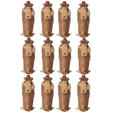 Imagem de Tiwerlfe Pacote com 12 sacos de presente de azeite de oliva de serapilheira premium com etiquetas de presente – Capas reutilizáveis de juta com cordão, ideais para Natal, casamentos, festas