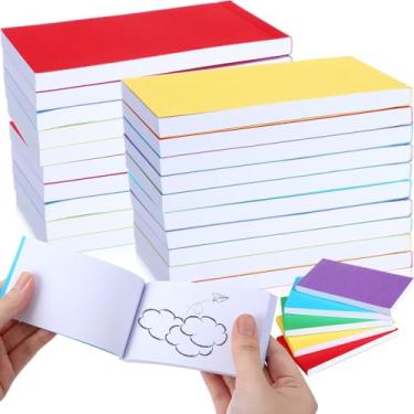 Imagem de Seajan 50 peças de livros em branco a granel 11 x 6 cm Flip Book Paper Animação Flipbook Mini kit de bloco de esboço para estudantes desenhando desenhos animados (vermelho, azul, verde, amarelo, roxo)