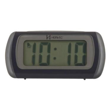 Imagem de Despertador Pequeno Digital Quartzo Herweg Moderno 2916 Cor Preto