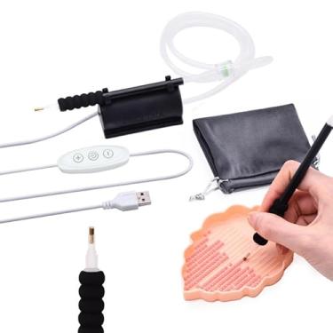 Imagem de Zellina Caneta de pintura artística de diamante elétrico com 3 níveis - Caneta artística de diamante a vácuo com base de silicone, bandeja de armazenamento, longa duração e preta estável