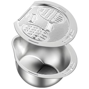 Imagem de LUMINFLY Coador de arroz e tigela raladora, aço inoxidável 304, ferramenta de cozinha multifuncional para quinoa, legumes e mais