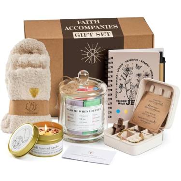 Imagem de Presentes cristãos para mulheres, fé, versículo bíblico, aniversário, Natal, batismo, formatura, presente para ela, presente religioso inspirador, cesta de presente espiritual católico, acessórios