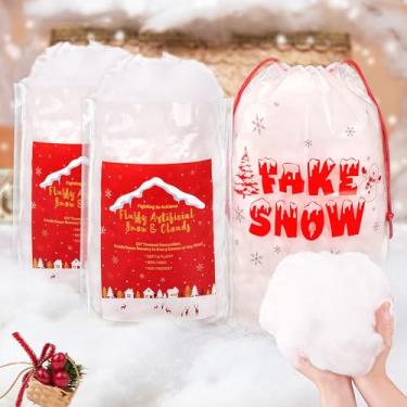 Imagem de Decoração de Natal de neve falsa 780 g/27,5 oz neve artificial fofa para mesa de manto faça você mesmo, apresentações de árvore de Natal de presépio de aldeia, de algodão macio, neve falsa e nuvens
