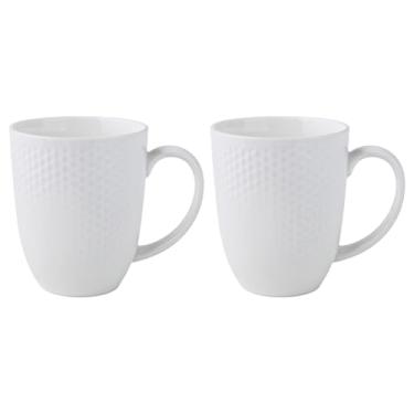 Imagem de Pacote com 2 canecas de café de porcelana, 6.76-10.14 Us Fl Oz, design de grade, seguro para micro-ondas e lava-louças, ótimo para bebidas quentes