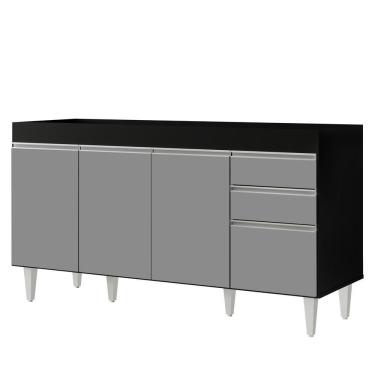 Imagem de Balcão Gabinete Para Pia Sem Tampo 150cm Marrocos Preto/cinza - Lumil