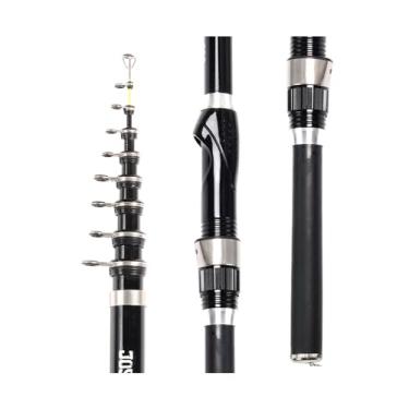 Imagem de Vara de Pesca de Viagem Vara de pesca telescópica, alimentador carpa, fibra carbono, 2.7m, .4m, .1m, 1.8m, .5m, mini assento carretel viagem(Preto,2.7m)