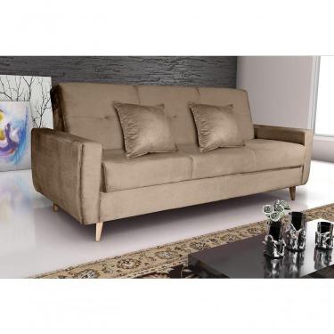 Imagem de Sofá Cama Casal Reclinável Com Baú Pamela - Marrom Claro