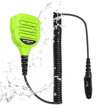 Imagem de Microfone de alto-falante de ombro à prova d'água com conector de 3,5 mm compatível com Motorola, Retevis, rádios Ailunce, classificação IP para uso externo, áudio claro (verde)