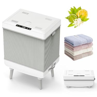 Imagem de RUIE Aquecedores de toalha para banheiro, aquecedor de toalha de grande capacidade de 35L com design flip-top, aquecedor de cobertor dobrável com aquecimento PTC rápido, material resistente ao fogo, 2