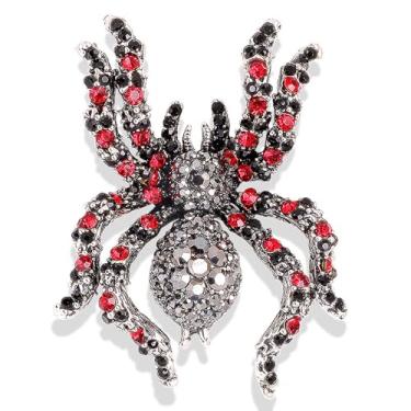 Imagem de Broche de aranha de Halloween para mulheres punk gótico cristal strass aranha broche vintage preto azul inseto alfinetes personalidade lapela mochila crachá chapéu bolsa joias, Medium, Liga de aço