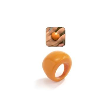 Imagem de YNZGYBY Anéis de acrílico coloridos para mulheres vintage resina dedo anel moderno plástico transparente cúpula anéis Y2k amarelo Neno declaração joia, Zinco, Sem pedra preciosa