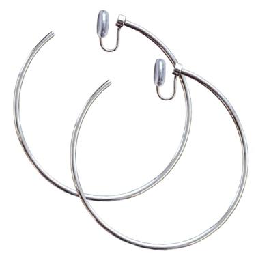 Imagem de Brincos de argola de prata grandes para mulheres, círculo de 6 cm, ajustáveis com pinos de prata 925, leves e elegantes