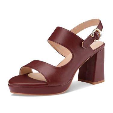 Imagem de Perisis Sandálias de salto plataforma para mulheres, confortável, salto grosso, bico aberto, tira no tornozelo, salto médio, sandálias com tiras de salto médio, sapatos sociais de festa de verão