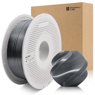 Imagem de 3DTOOLS Bambu 1,75 mm PLA seda + filamento brilhante como cromo, suave como seda de alta velocidade e fácil impressão ecológica com RFID para Bambu Lab A1, A1MINI, X1, P1 AMS 1KG +/- 0,03 mm (cinza